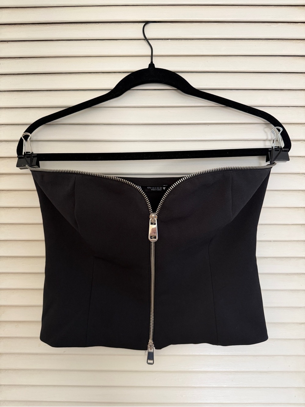 Zara Strapless Black Zip-Front Top